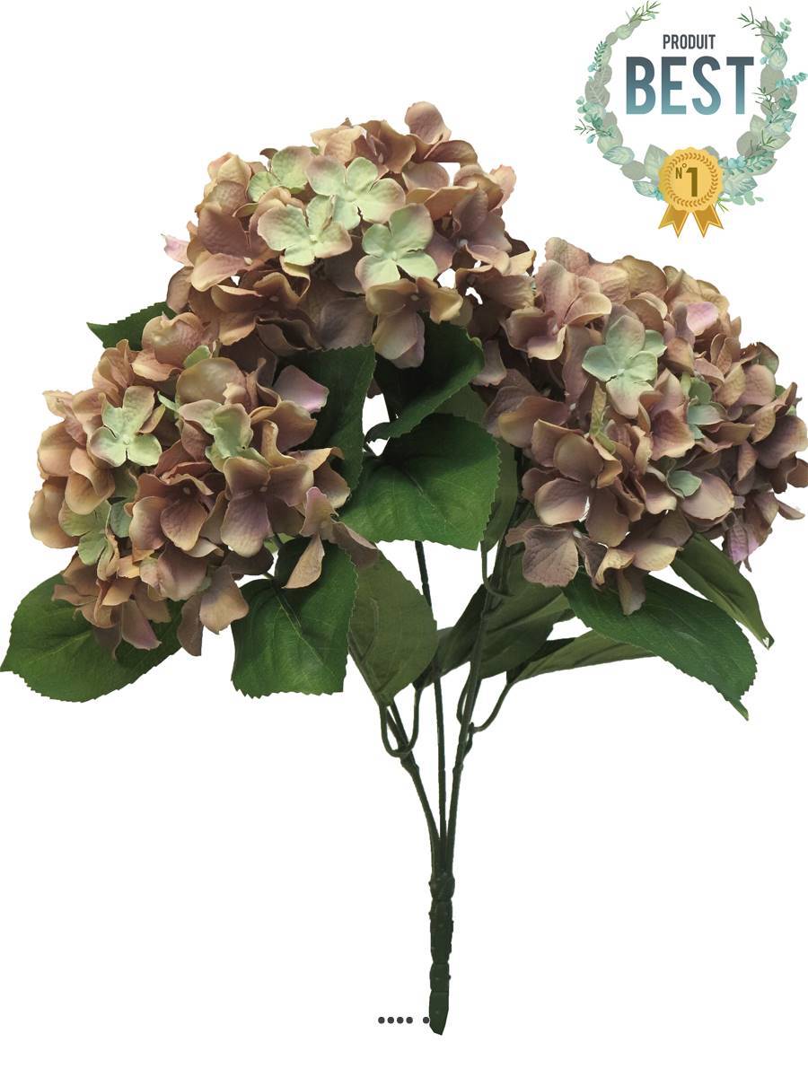 Artificielles - Bouquet d&rsquo;Hortensia artificiel en branche, H 45 cm Vieux rose - BEST - couleur: Rose beauty - Image 1