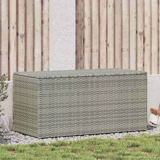 Coffre de rangement - Boîte de rangement extérieure - Coffre de jardin résine tressée 100x50x50 cm gris MP184 - Image 2