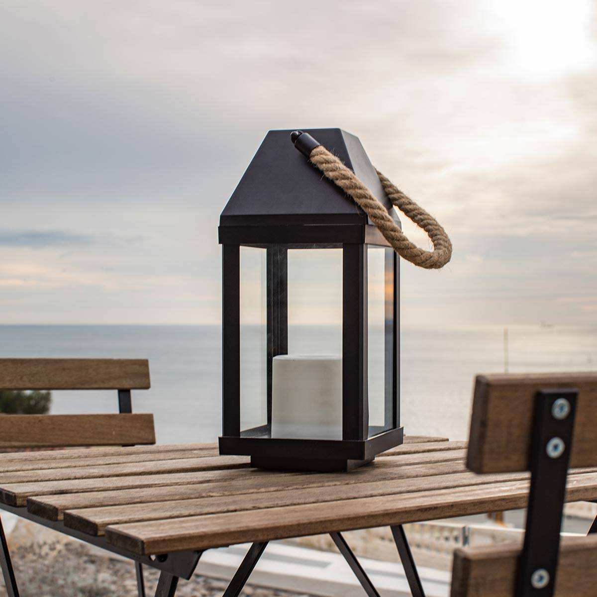 Lumisky - Lanterne photophore solaire CHANDELY Noir Acier H43cm - Image 3