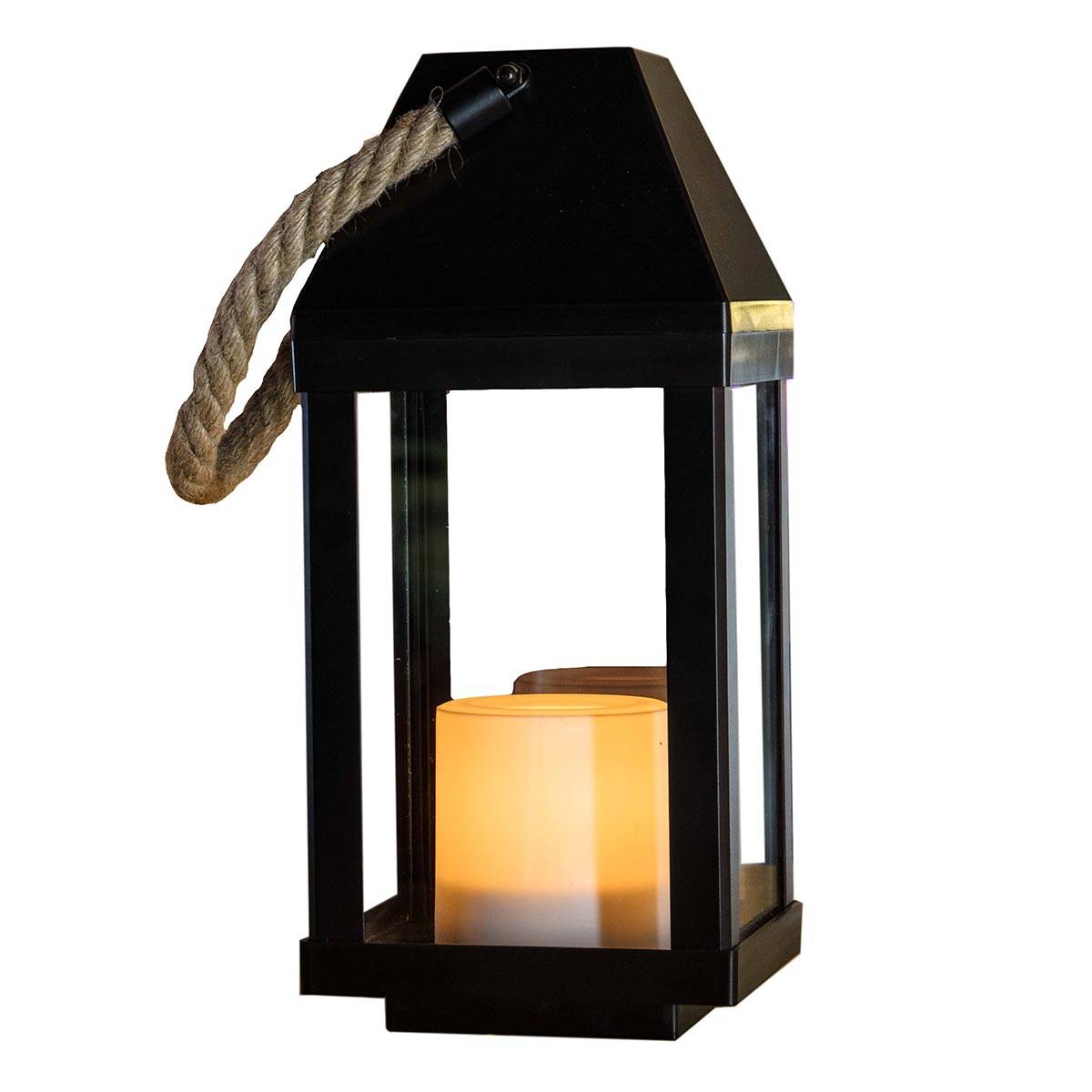 Lumisky - Lanterne photophore solaire CHANDELY Noir Acier H43cm - Image 1