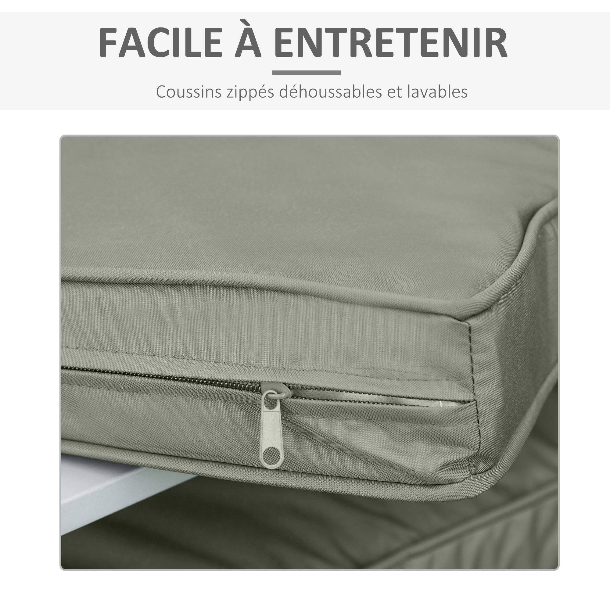 Coussins pour chaise fauteuil de jardin coussins d'assise de dossier déhoussables polyester 56x52/56x46cm gris foncé - Image 6