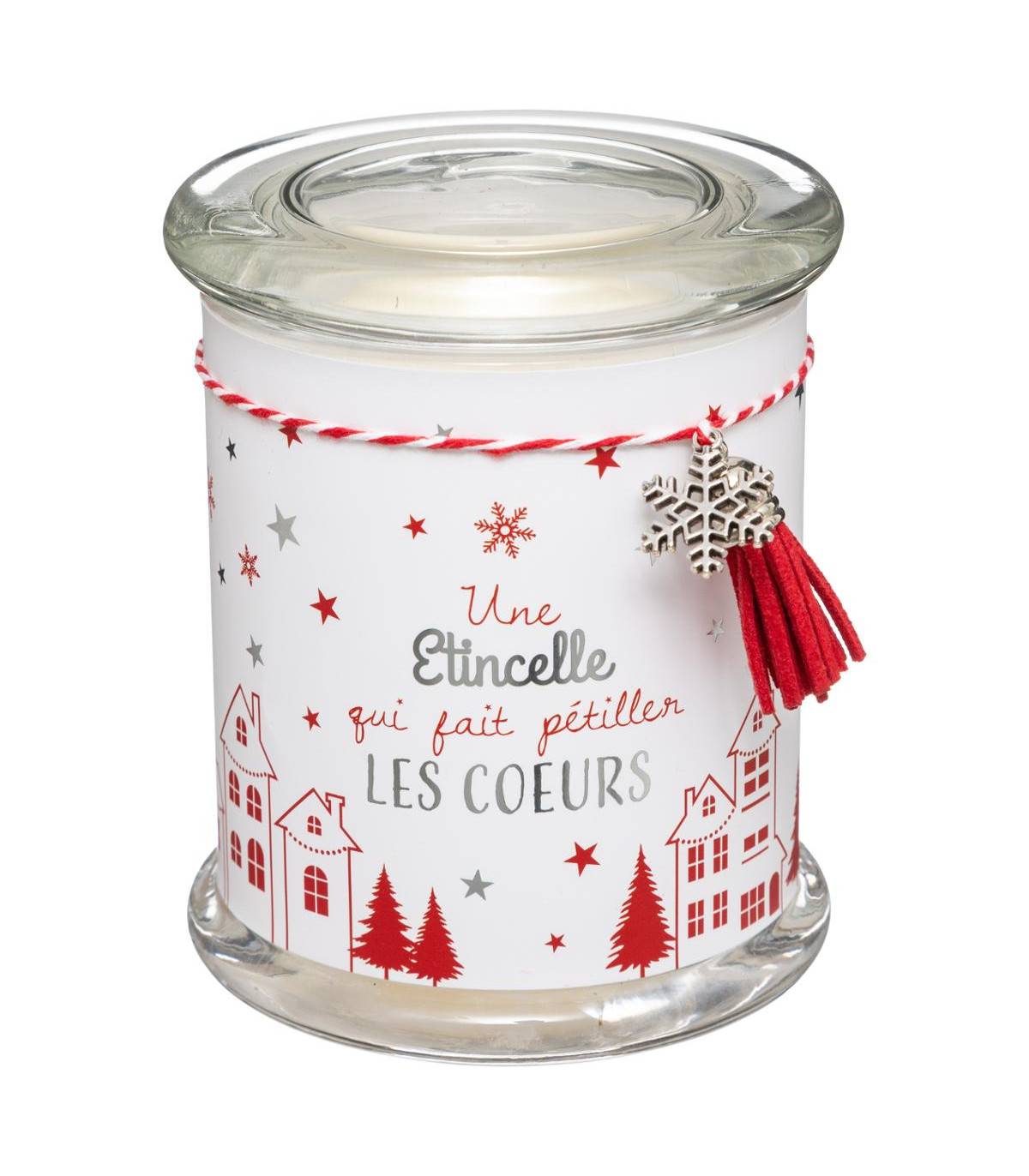 Fééric Lights & Christmas - Bougie Parfumée Pot en verre imprimé avec Déco 265 G