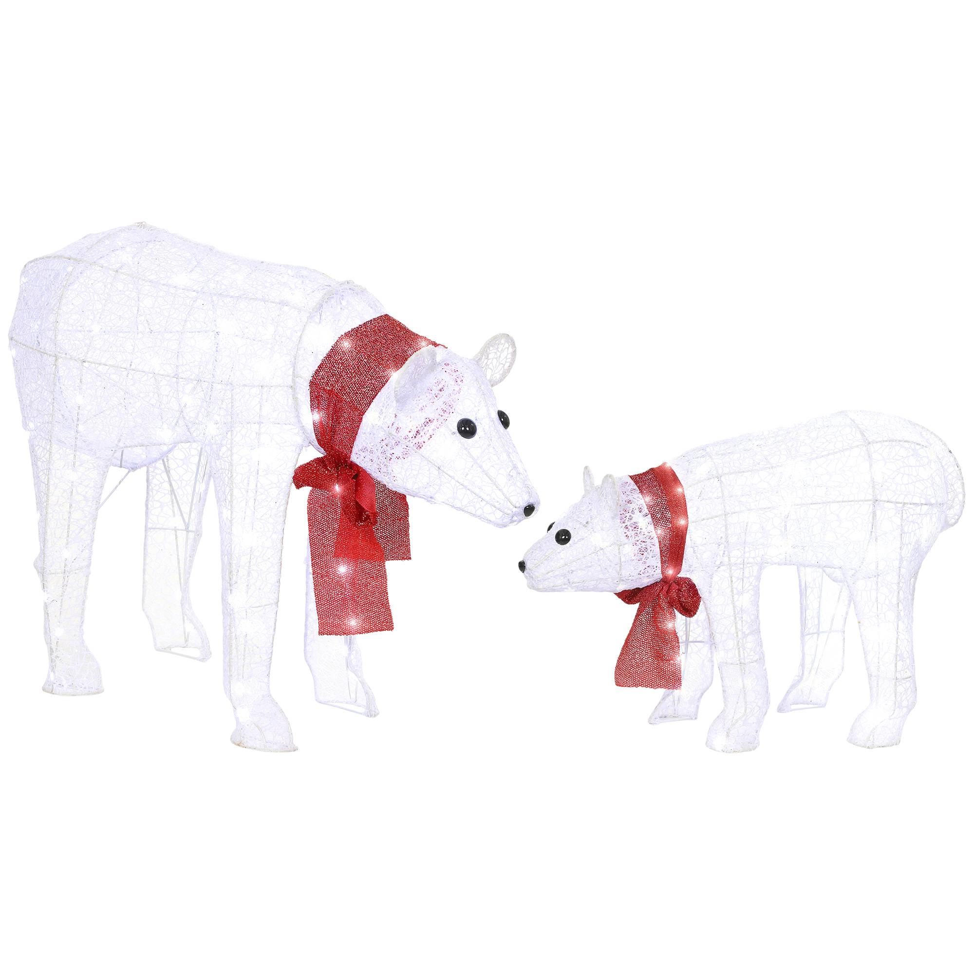 ComfortXL - Décoration Noël ours polaires métal et plastique blanc 80 cm 140 LED IP44 avec minuterie intérieur extérieur - Image 10