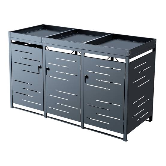 Cache poubelle extérieur Salchig acier galvanisé 122 x 196 x 80 cm en.casa - Image 5
