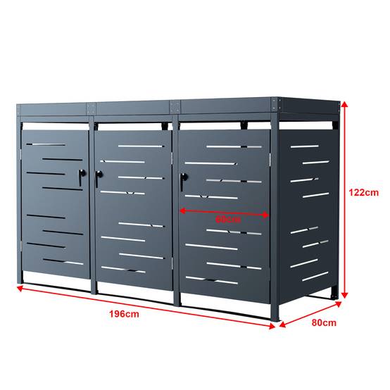 Cache poubelle extérieur Salchig acier galvanisé 122 x 196 x 80 cm en.casa - Image 4