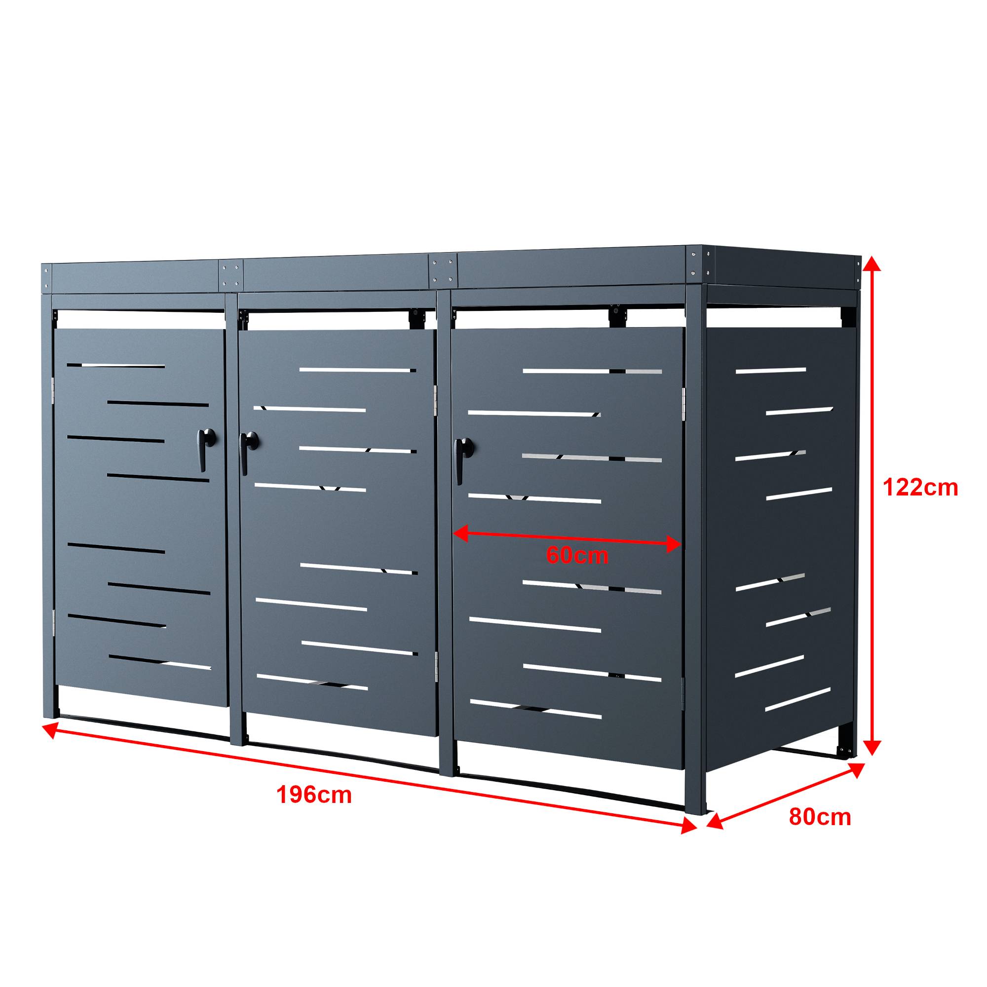 Cache poubelle extérieur Salchig acier galvanisé 122 x 196 x 80 cm en.casa - Image 4