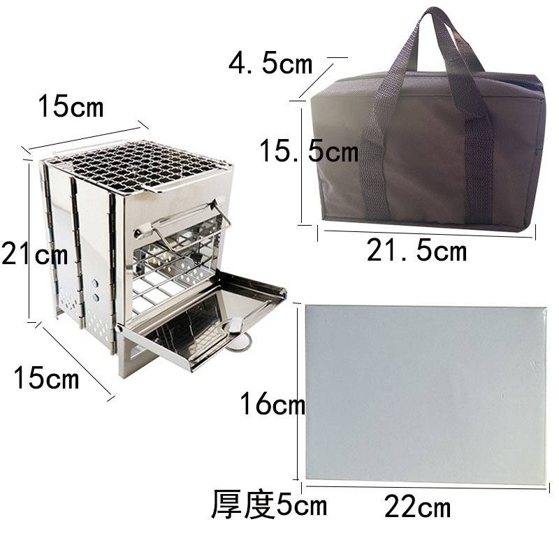 Gril BBQ Pliable en Acier Inox – Four de Camping avec Filet, Bac à Cendres et Sac-Lytech - Image 5