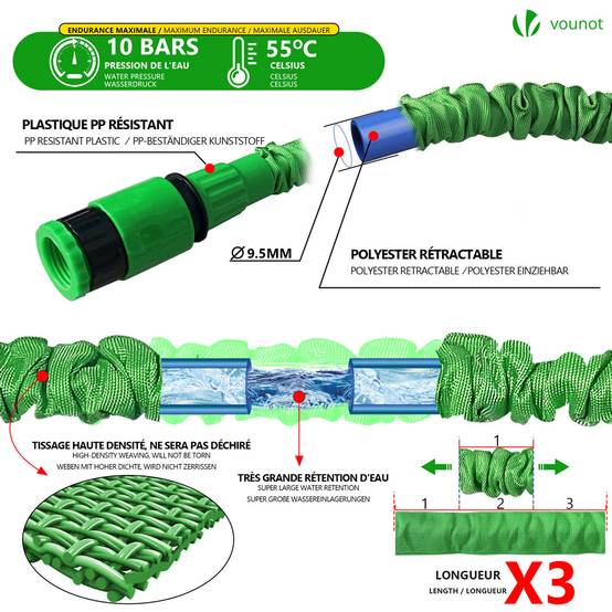 Tuyau d’Arrosage Extensible 30m avec Accessoires vert - Image 2