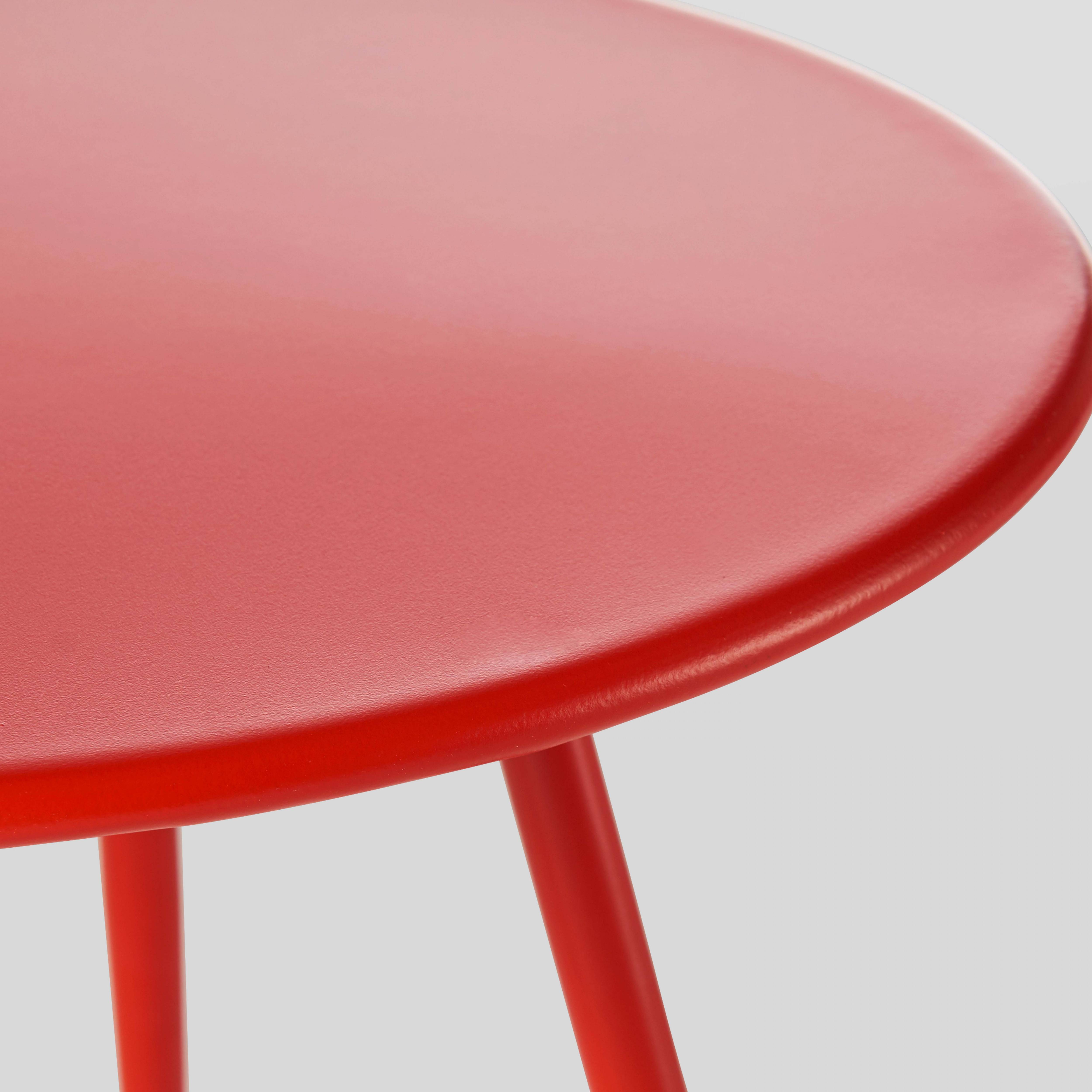 Oviala - Table basse de jardin ronde en métal rouge 50 cm Palavas - Oviala - Image 4