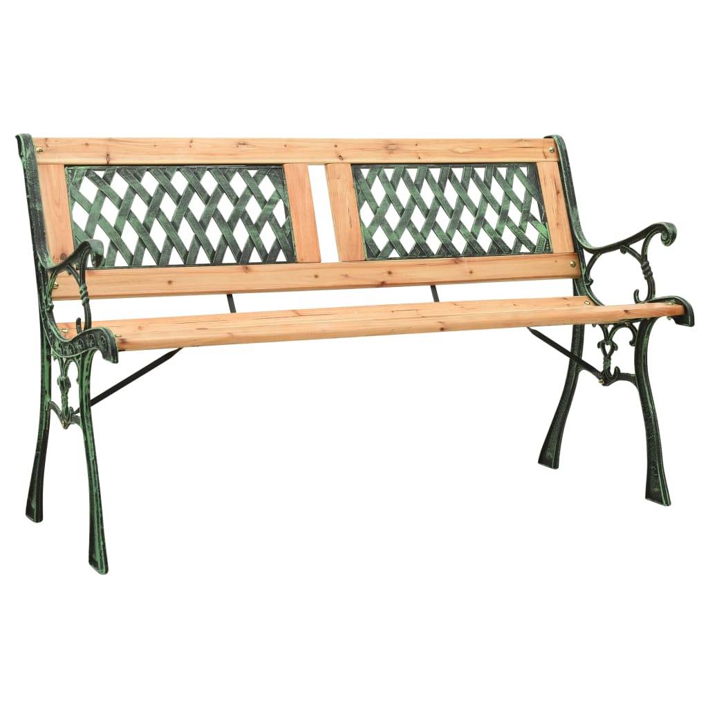 PANGIVO - Banc de jardin bois et fontes naturel 122 x 54 x 73 cm, Poids:12.8kg - PANGIVO - Image 1