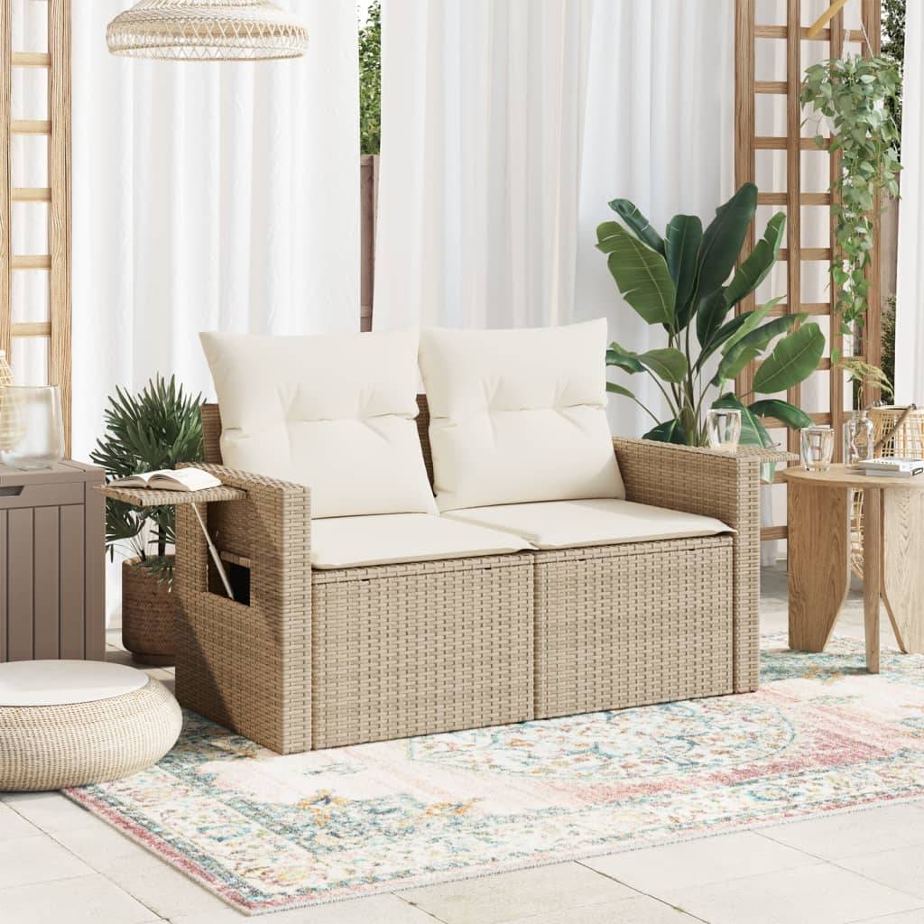 ComfortXL - Canapé Extérieur 2 Places Résine Tressée Beige avec Tablette Latérale Pliable Pratique – ComfortXL Outdoor Living - Image 3