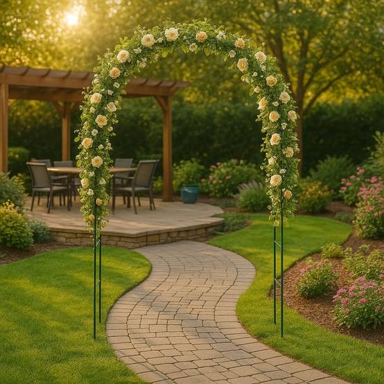 Sans Marque - Arche de jardin métallique - 240 x 140 cm - pour plantes grimpantes - Métal laqué vert - DIVERS - Image 7