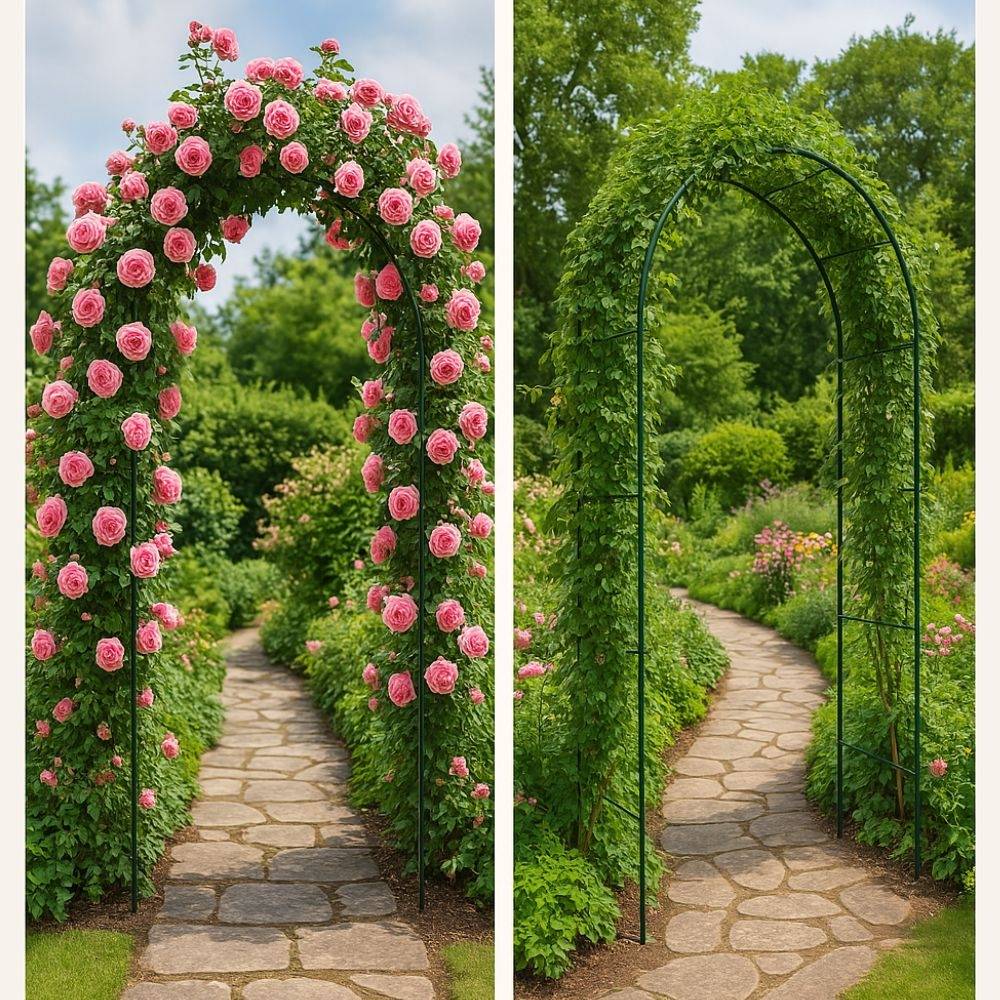 Sans Marque - Arche de jardin métallique - 240 x 140 cm - pour plantes grimpantes - Métal laqué vert - DIVERS - Image 4