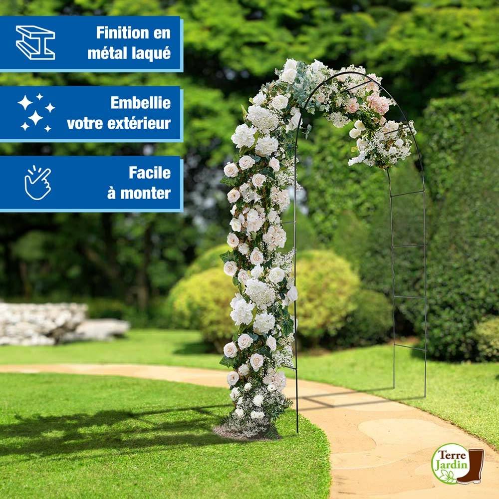 Sans Marque - Arche de jardin métallique - 240 x 140 cm - pour plantes grimpantes - Métal laqué vert - DIVERS - Image 2