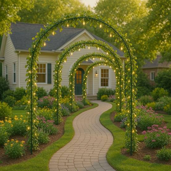 Sans Marque - Arche de jardin métallique - 240 x 140 cm - pour plantes grimpantes - Métal laqué vert - DIVERS - Image 6