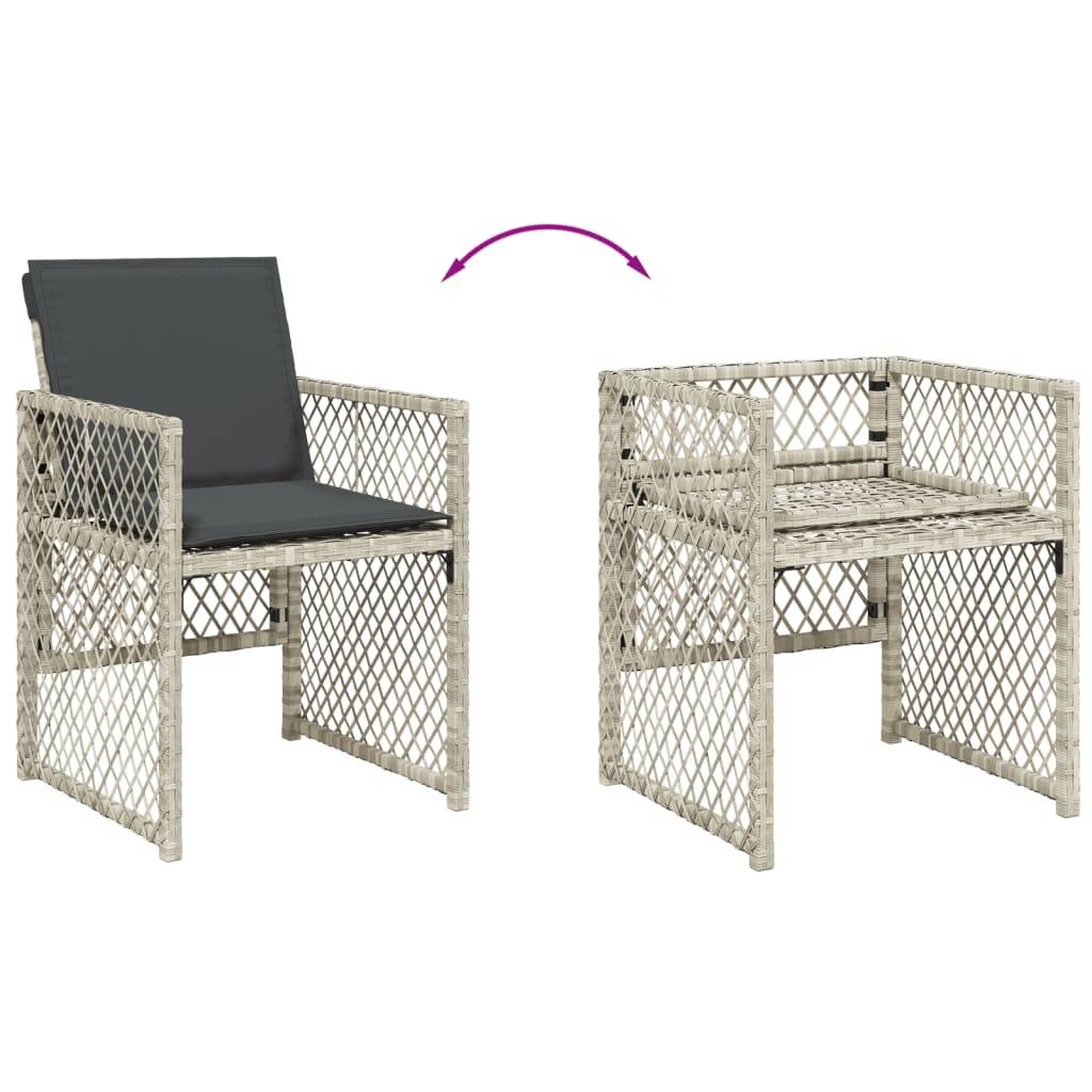 ComfortXL - Table et Chaises de Jardin Compactes 5 Pièces Rotin Synthétique Gris Clair Dossiers Rabattables Pratiques – ComfortXL Outdoor Living - Image 6
