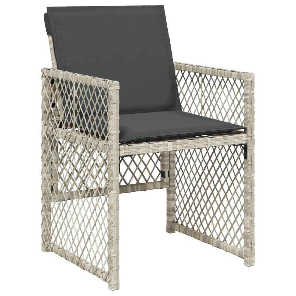 ComfortXL - Table et Chaises de Jardin Compactes 5 Pièces Rotin Synthétique Gris Clair Dossiers Rabattables Pratiques – ComfortXL Outdoor Living - Image 3