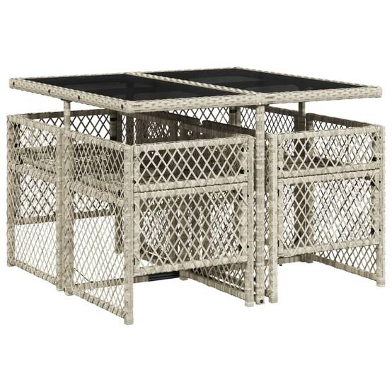 ComfortXL - Table et Chaises de Jardin Compactes 5 Pièces Rotin Synthétique Gris Clair Dossiers Rabattables Pratiques – ComfortXL Outdoor Living - Image 5