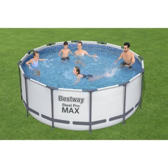 Bestway - Kit Piscine hors sol tubulaire BESTWAY Steel Pro Max - 366 x 122 cm - Ronde (Livrée avec un filtre a cartouche, échelle, bâch - Image 5