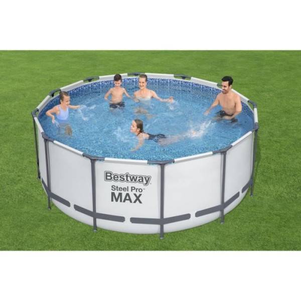 Bestway - Kit Piscine hors sol tubulaire BESTWAY Steel Pro Max - 366 x 122 cm - Ronde (Livrée avec un filtre a cartouche, échelle, bâch - Image 5