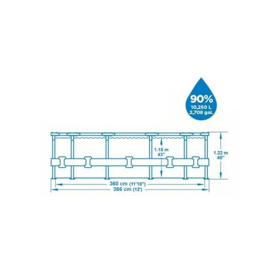 Bestway - Kit Piscine hors sol tubulaire BESTWAY Steel Pro Max - 366 x 122 cm - Ronde (Livrée avec un filtre a cartouche, échelle, bâch - Image 2