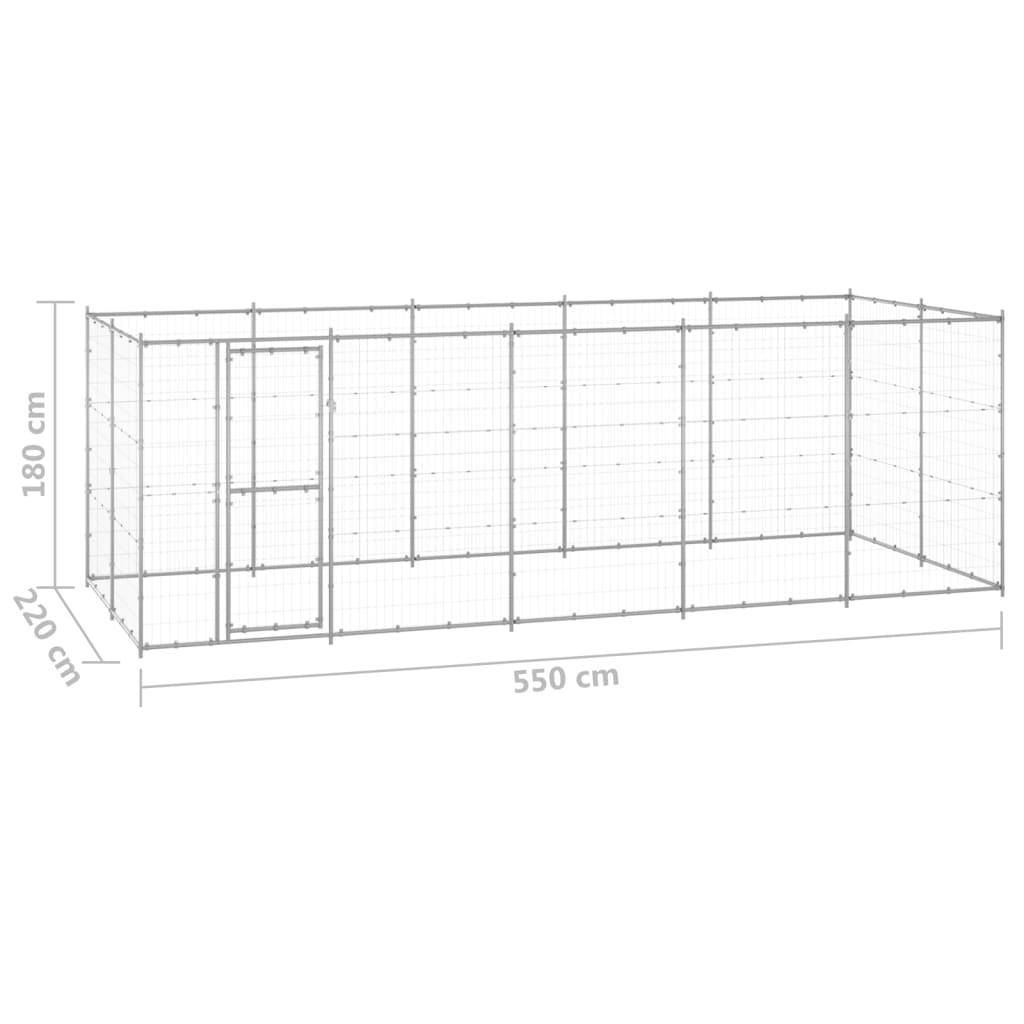 Helloshop26 - Chenil extérieur cage enclos parc animaux chien extérieur acier galvanisé 12,1 m² - Image 2