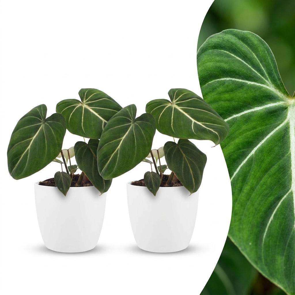 Philodendron Gloriosum - Pot de 12cm - 2 plantes - Blanc - Plantes d'intérieur - Image 1