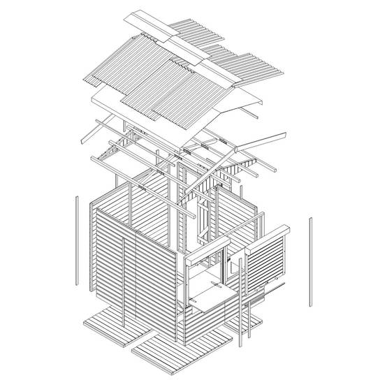 Timbela - Maison de jardin en bois H232x253x263 cm / 4 m² - Étal de marché en bois avec comptoir - Bar jardin - 17 mm d’épaisseur - Timbela M149Z - Image 7