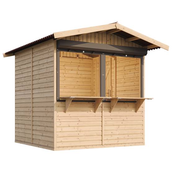 Timbela - Maison de jardin en bois H232x253x263 cm / 4 m² - Étal de marché en bois avec comptoir - Bar jardin - 17 mm d’épaisseur - Timbela M149Z - Image 3