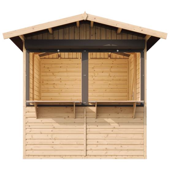 Timbela - Maison de jardin en bois H232x253x263 cm / 4 m² - Étal de marché en bois avec comptoir - Bar jardin - 17 mm d’épaisseur - Timbela M149Z - Image 2