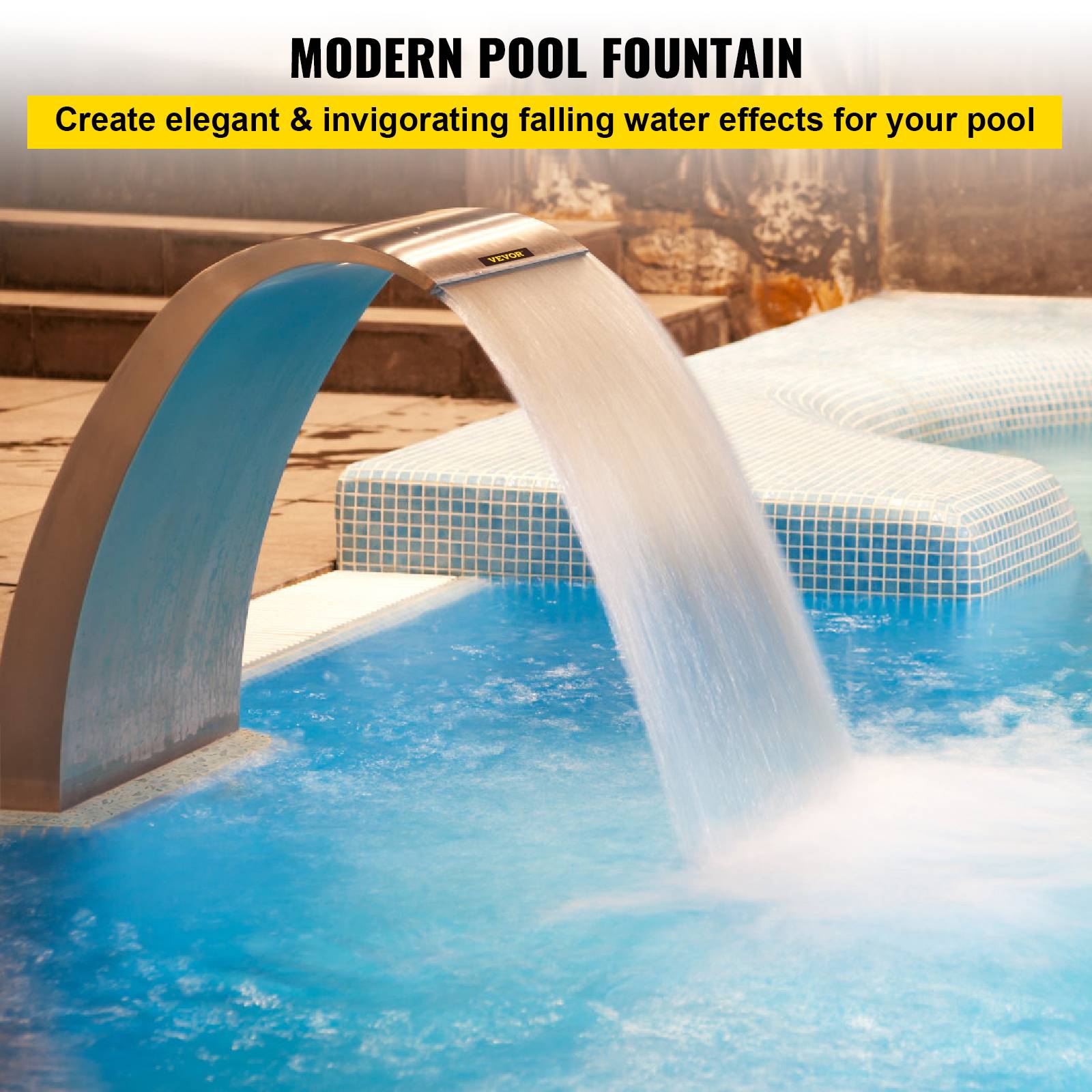 Vevor - VEVOR Fontaine de piscine 30x60 cm, acier inoxydable 304. Cascade pour bassin extérieur, décoration jardin. - Image 2