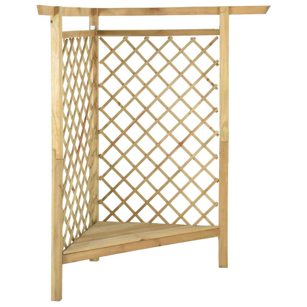 Pergola d'Angle avec Banc Bois Pin Support Rosiers Jardin 166x81x174cm - ComfortXL Outdoor Living - Image 2