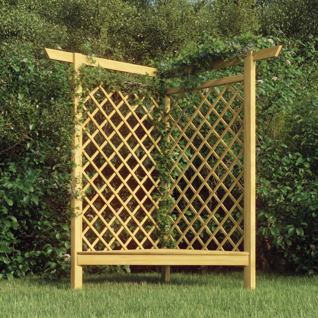 Pergola d'Angle avec Banc Bois Pin Support Rosiers Jardin 166x81x174cm - ComfortXL Outdoor Living - Image 1