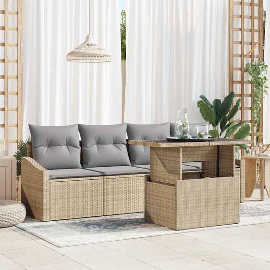 Salon Bas de Terrasse 5 Pièces Beige et Gris Clair Doux pour Moments de Relaxation en Duo – ComfortXL Outdoor Living - Image 1