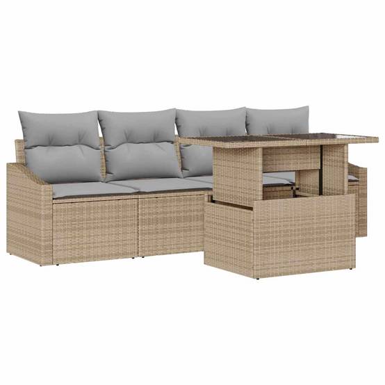 Salon Bas de Terrasse 5 Pièces Beige et Gris Clair Doux pour Moments de Relaxation en Duo – ComfortXL Outdoor Living - Image 2