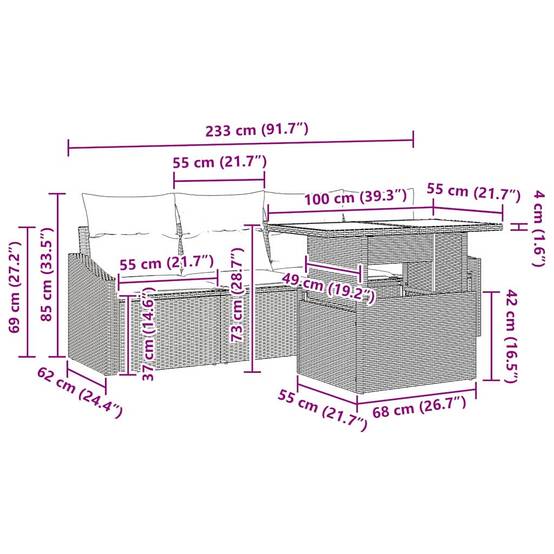 Salon Bas de Terrasse 5 Pièces Beige et Gris Clair Doux pour Moments de Relaxation en Duo – ComfortXL Outdoor Living - Image 8