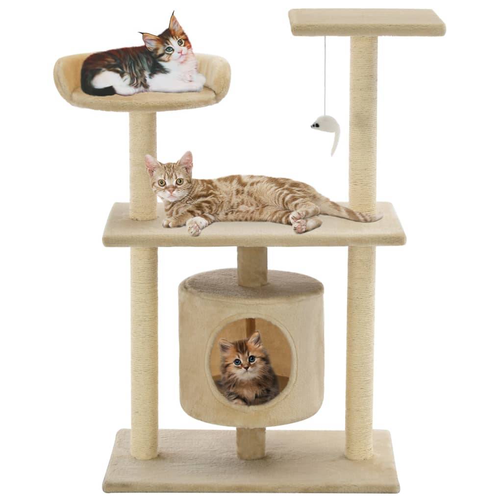 Arbre à chat bois et sisal beige 70 x 45 x 95 cm - PANGIVO - Image 1