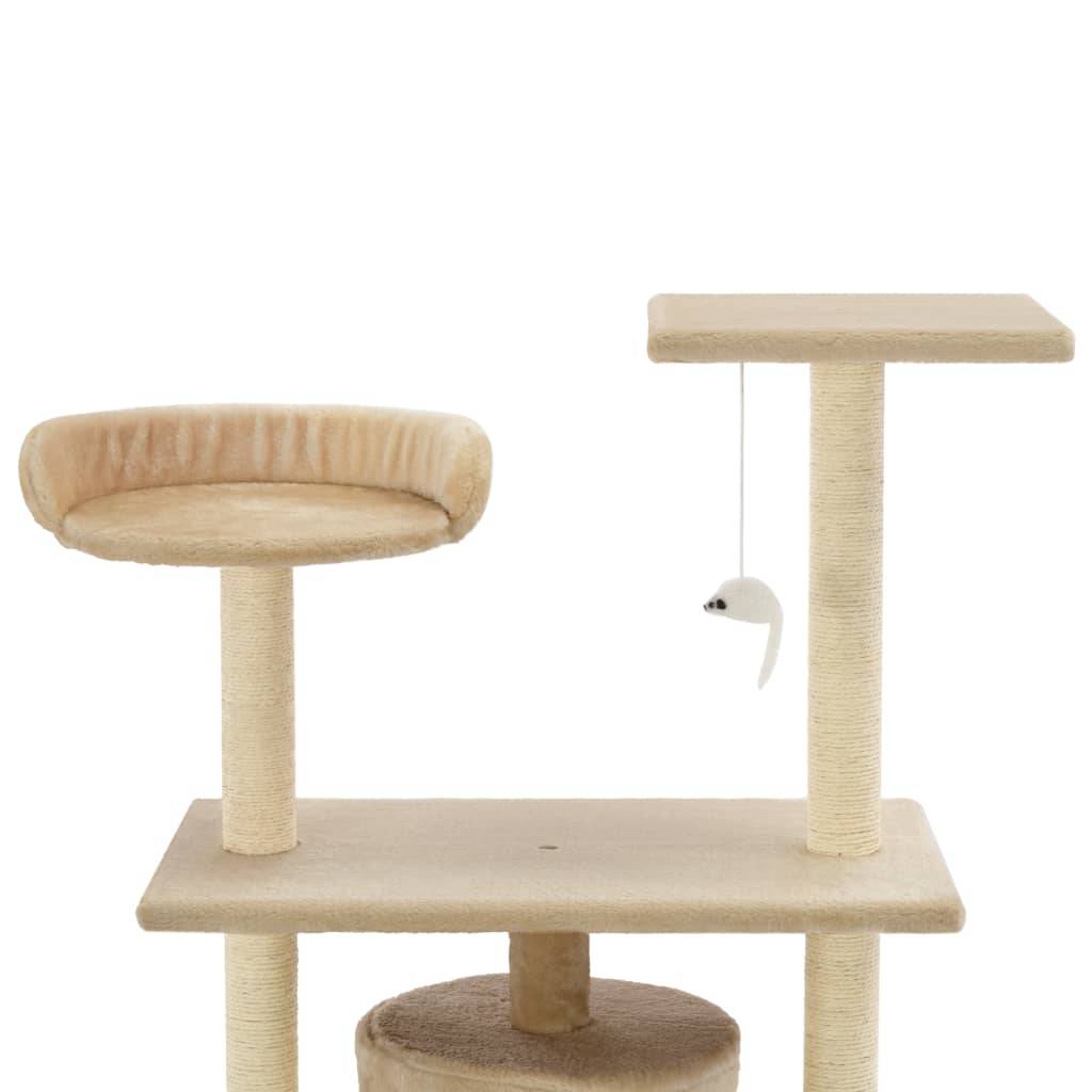 Arbre à chat bois et sisal beige 70 x 45 x 95 cm - PANGIVO - Image 4