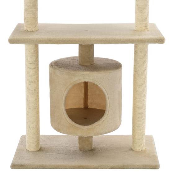 Arbre à chat bois et sisal beige 70 x 45 x 95 cm - PANGIVO - Image 7