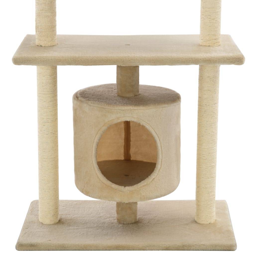 Arbre à chat bois et sisal beige 70 x 45 x 95 cm - PANGIVO - Image 7