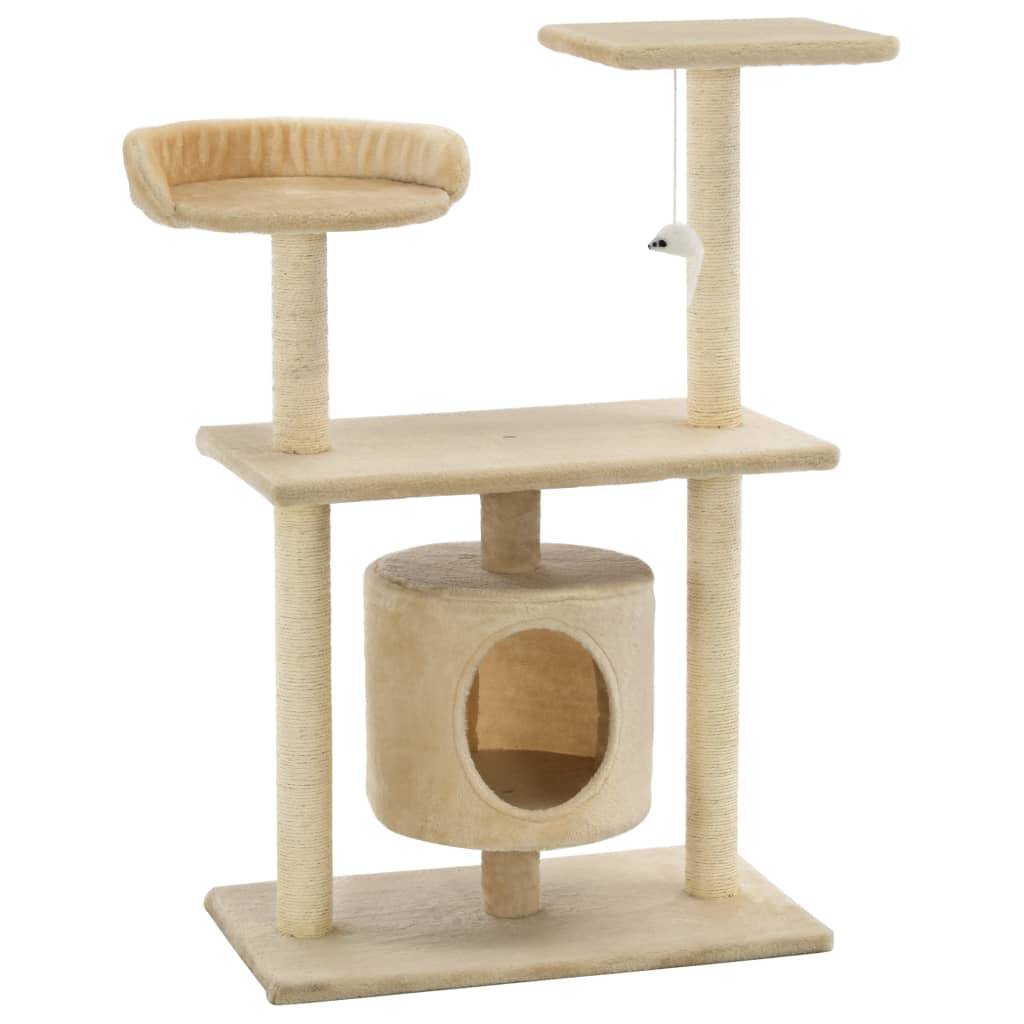 Arbre à chat bois et sisal beige 70 x 45 x 95 cm - PANGIVO - Image 2