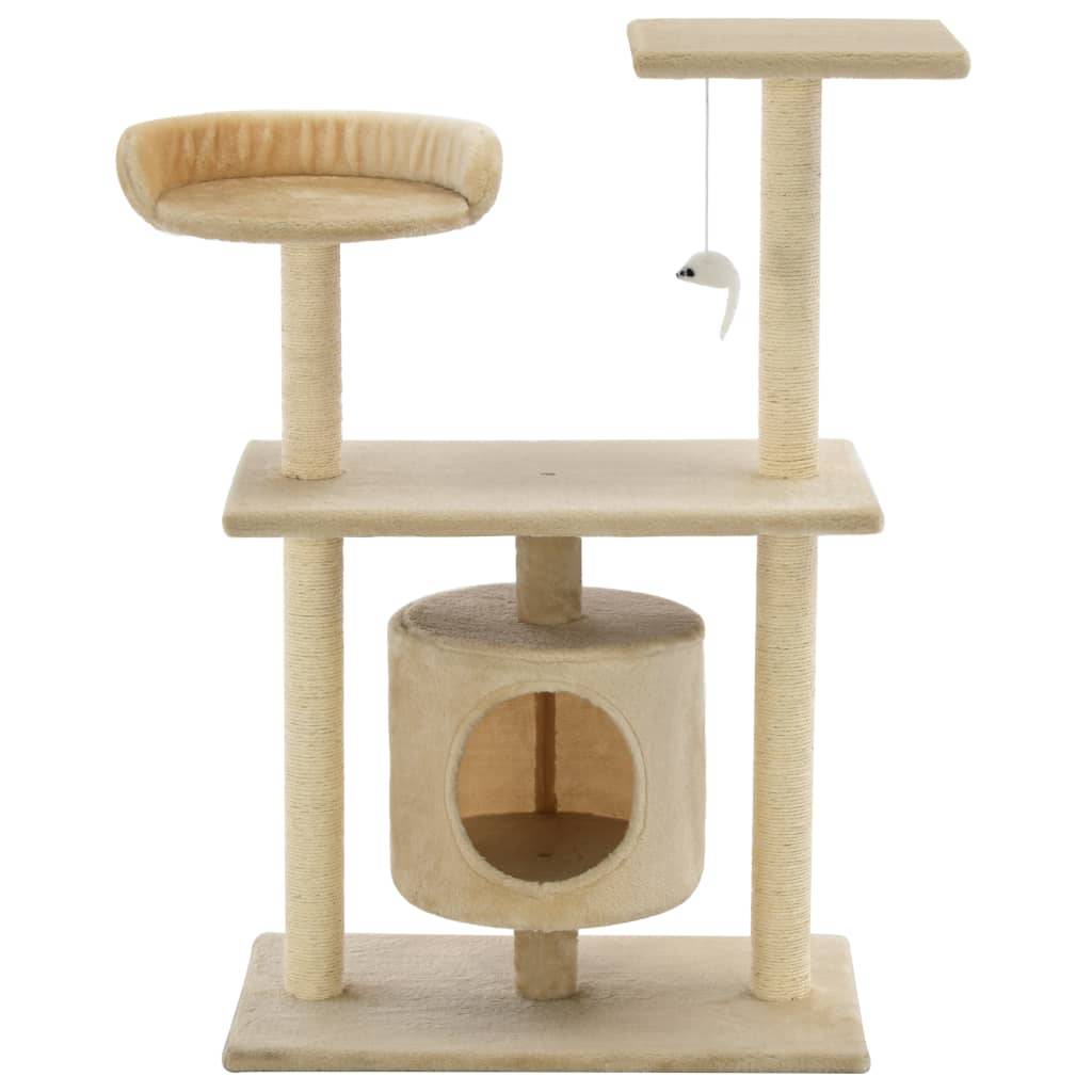 Arbre à chat bois et sisal beige 70 x 45 x 95 cm - PANGIVO - Image 3