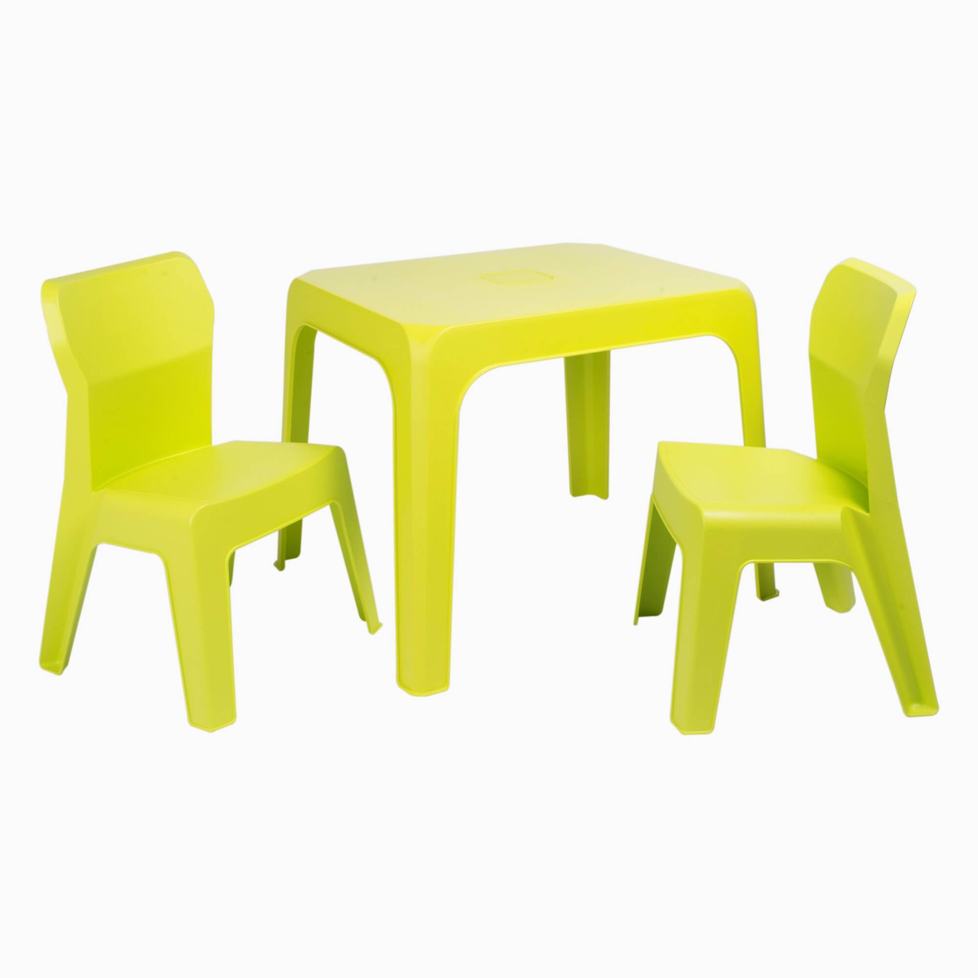 Set 2+1 chaises-table pour enfants intérieur, extérieur vert citron JAN garbar - Image 1
