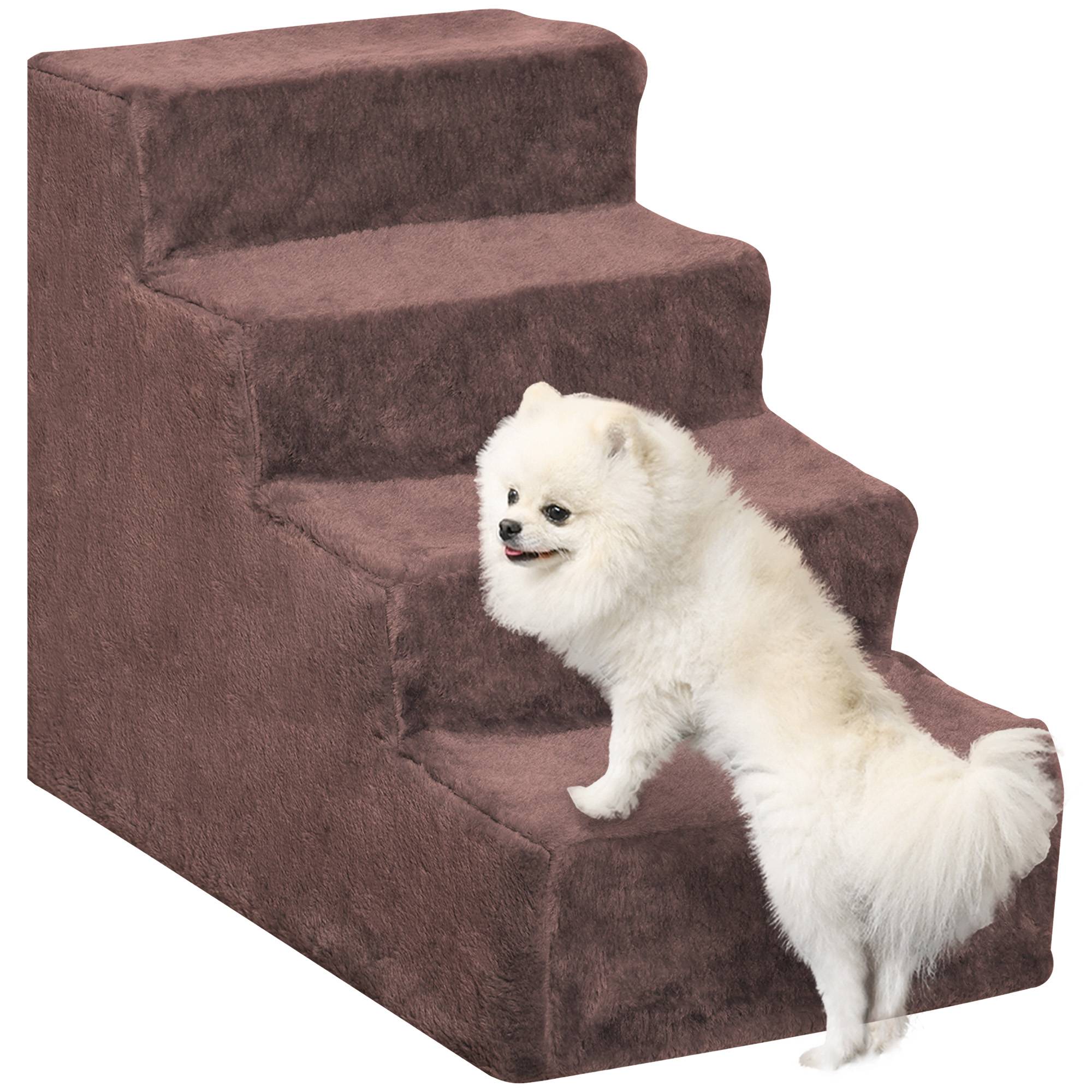 ComfortXL - Escalier pour chien et chat 4 marches en panneaux de particules marron 60 x 35 x 44 cm pour accéder au canapé - Image 2