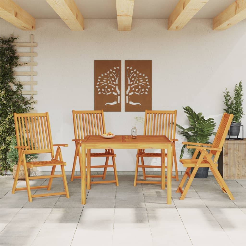Ensemble de 5 pcs table de jardin avec chaises - mobilier de jardin Bois d'acacia solide-JU2726 - Image 2