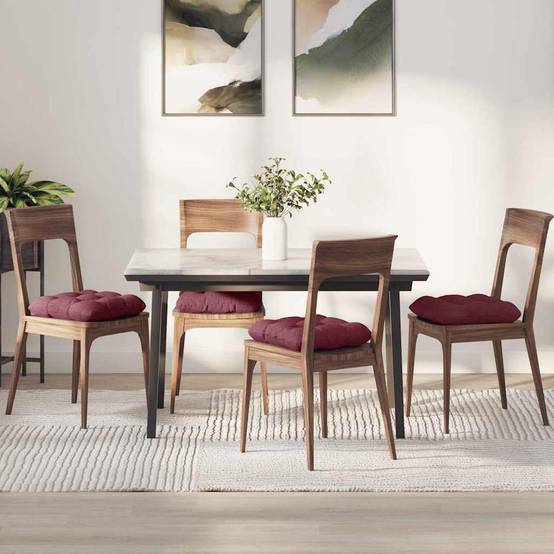 Lot de 4 Coussins de Chaise Tissu Housse Amovible pour Salle à Manger Bordeaux 45x45 cm – ComfortXL Outdoor Living - Image 1