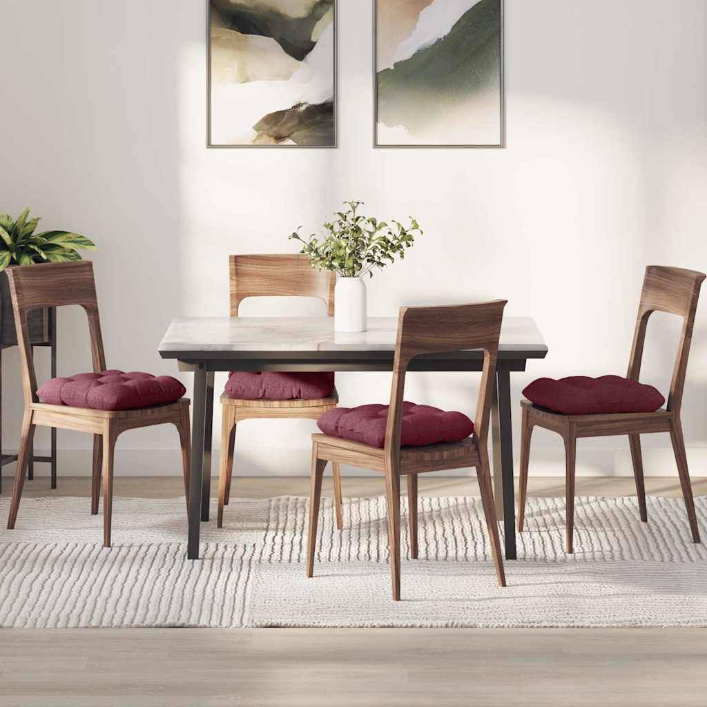 Lot de 4 Coussins de Chaise Tissu Housse Amovible pour Salle à Manger Bordeaux 45x45 cm – ComfortXL Outdoor Living - Image 1