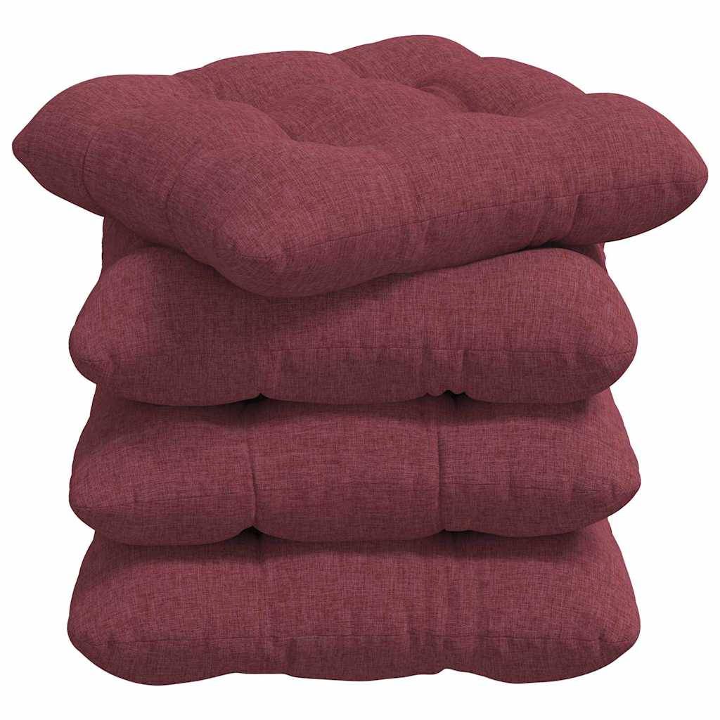 Lot de 4 Coussins de Chaise Tissu Housse Amovible pour Salle à Manger Bordeaux 45x45 cm – ComfortXL Outdoor Living - Image 2