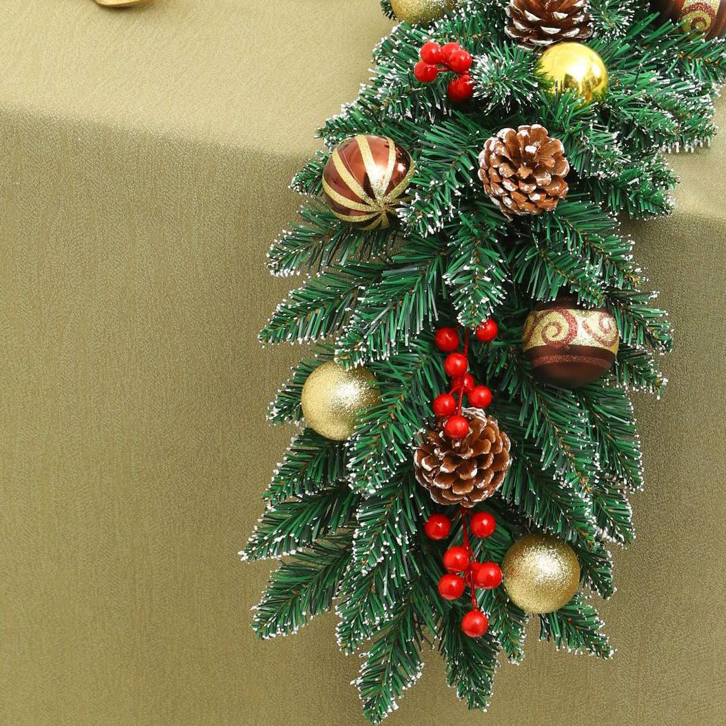 Guirlande de Noël 270 cm, décoration de Noël, vigne de fleurs artificielles de Noël avec accessoires, couronne de Noël, guirlande de Noël cryptée - Image 4