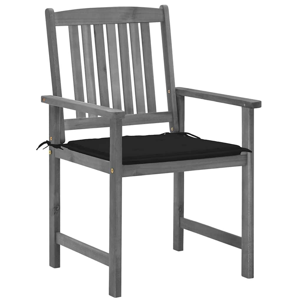 ComfortXL - Ensemble de 4 Chaises de Jardin Grises en Bois d'Acacia avec Coussins Noir – ComfortXL Outdoor Living - Image 3